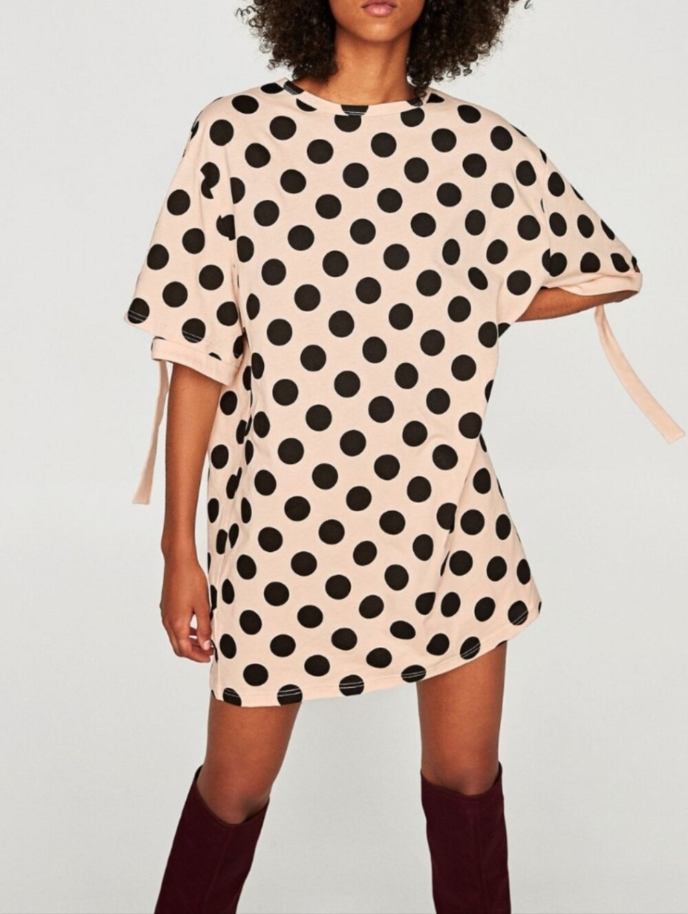 Zara Bold polka dot mini dress size S Women Sleeve Buckle